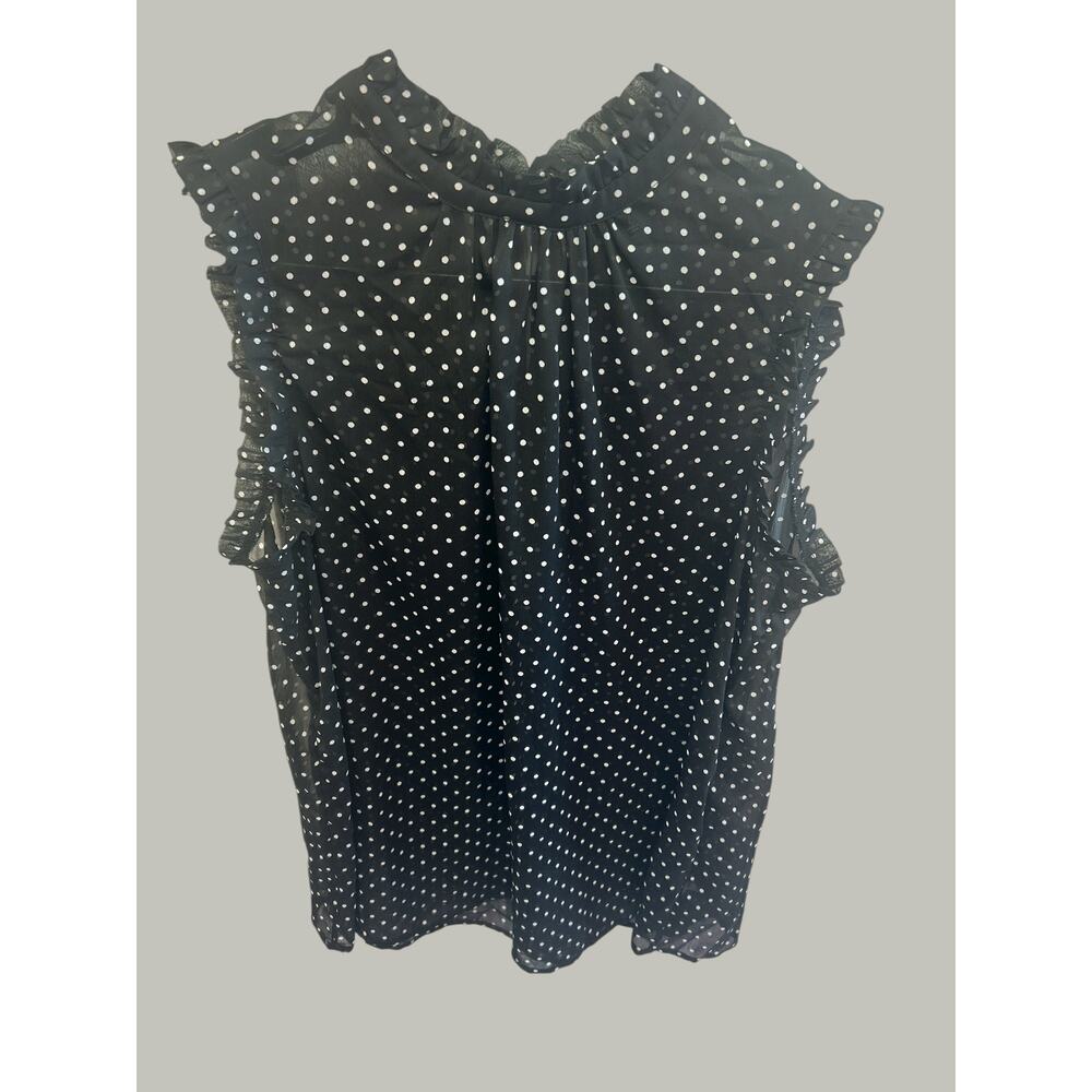 Women’s Ruffle-Trim Chiffon Blouse in Polka Dot - Picture 7 of 13
